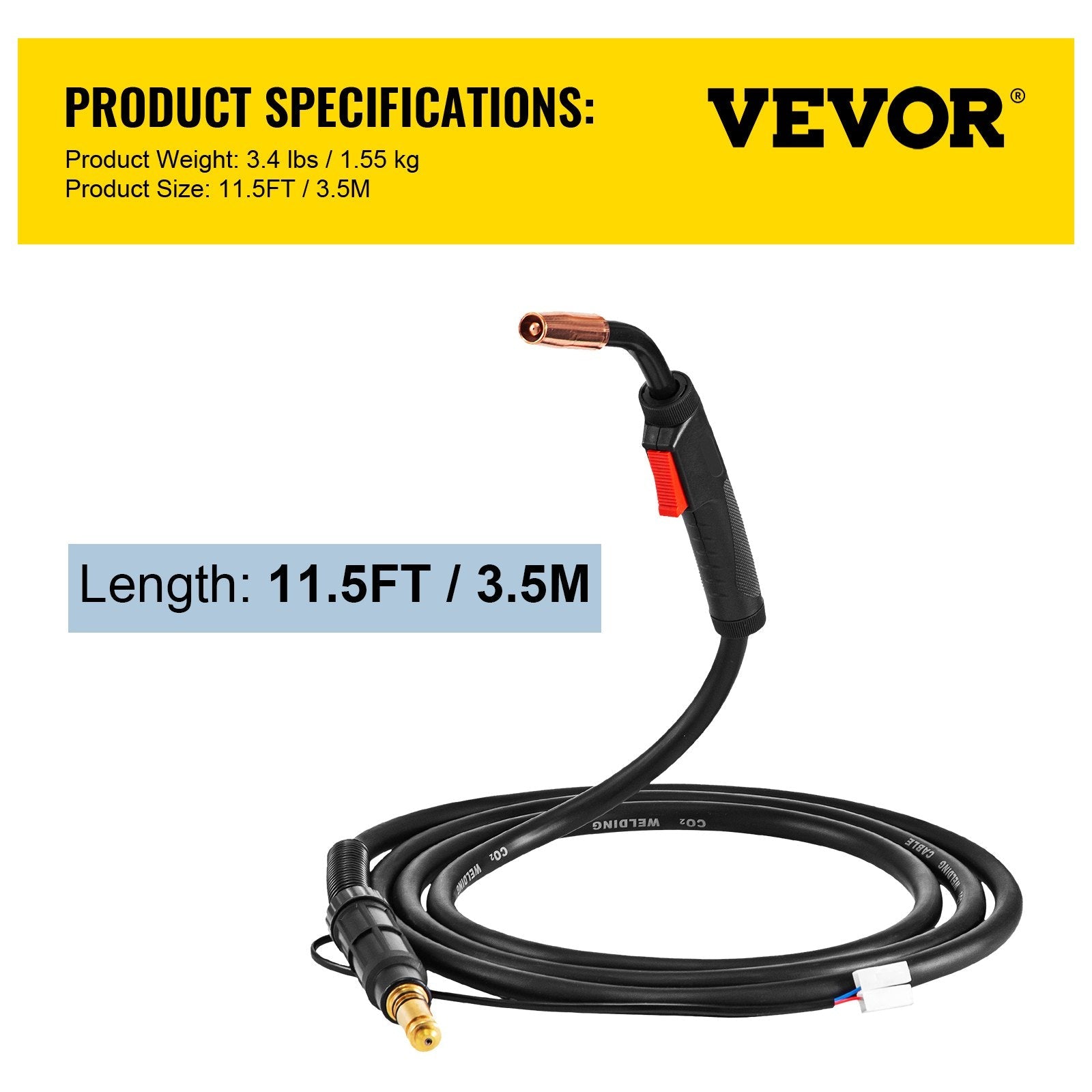 VEVOR 150Amp 11.5Ft Mig Welding Gun fit for Lincoln Welding Torch Stinger Replacement fit for Lincoln Magnum 100L (K530-5) fit 0.025 to 0.45 Inch Wire 
