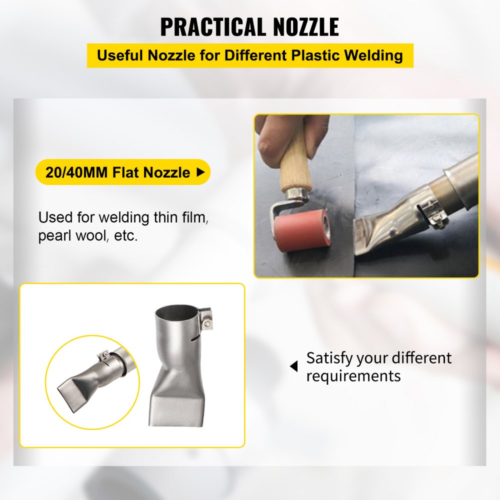 VEVOR Roofing Welder, 4 Pcs PVC Welding Gun, 1600W Hot Air Plastic Welder, 120V PVC Heat Gun, Plastic Welder w/ Mica Pipe Heating Core, Stepless Temperature Regulation 104-1112 °F Plastic Welder Kit 