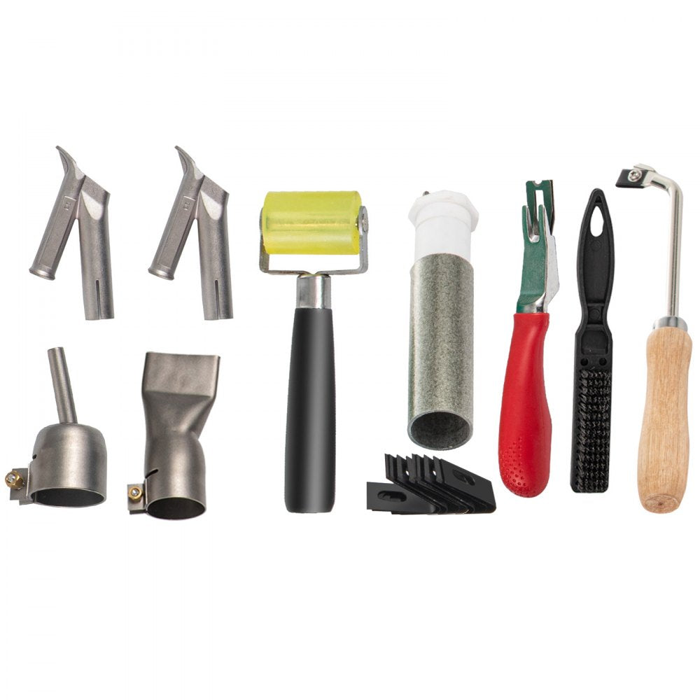 VEVOR Roofing Welder, 8 Pcs PVC Welding Gun, 1600W Pvc Welder With Case, 120V PVC Heat Gun, Plastic Welder w/ Mica Pipe Heating Core, Stepless Temperature Regulation 104-1112 °F Plastic Welder Kit 