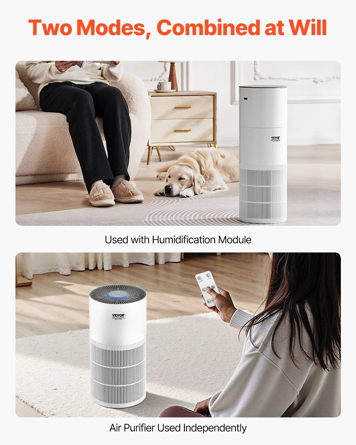 VEVOR Air Purifier 1090 ft²/h True HEPA 11 Filter Air Cleaner for Large Room