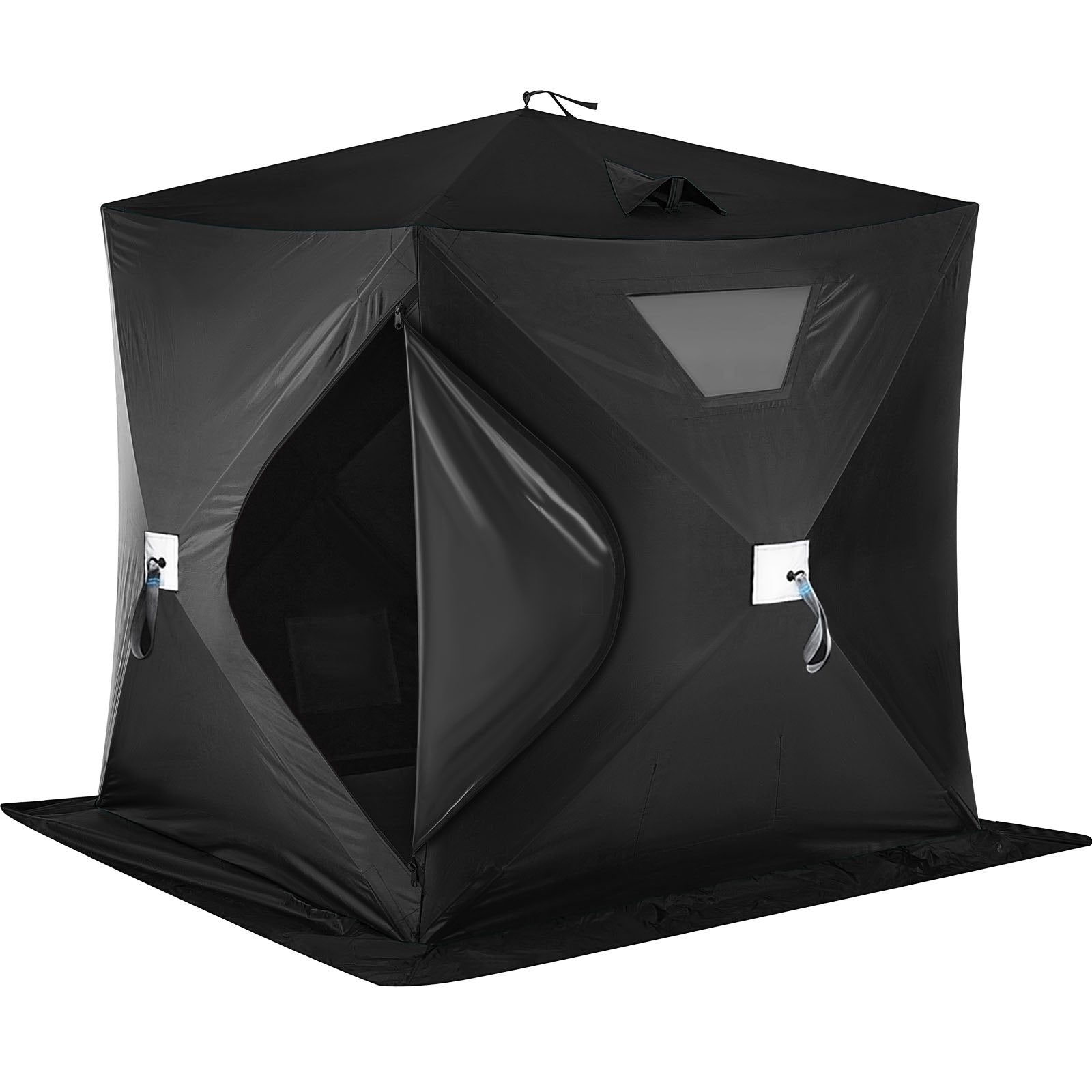 VEVOR 2-3 Person Ice Fishing Shelter Tent, 300D Oxford Fabric Portable Ice Shelter with Pop-up Pull Design, Strong Waterproof and Windproof Ice Fish Shelter for Outdoor Fishing, Black 