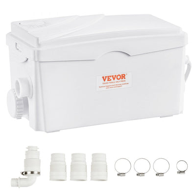 VEVOR Macerator Pump, 350W, 6000 L/h Flow, 23 ft/7 m Head, Macerator Sewerage Sump Pump with 3 Water Inlets for Basement, Kitchen, Sink, Shower, Bathtub, Laundry Waste Water Disposal Upflush Machine 