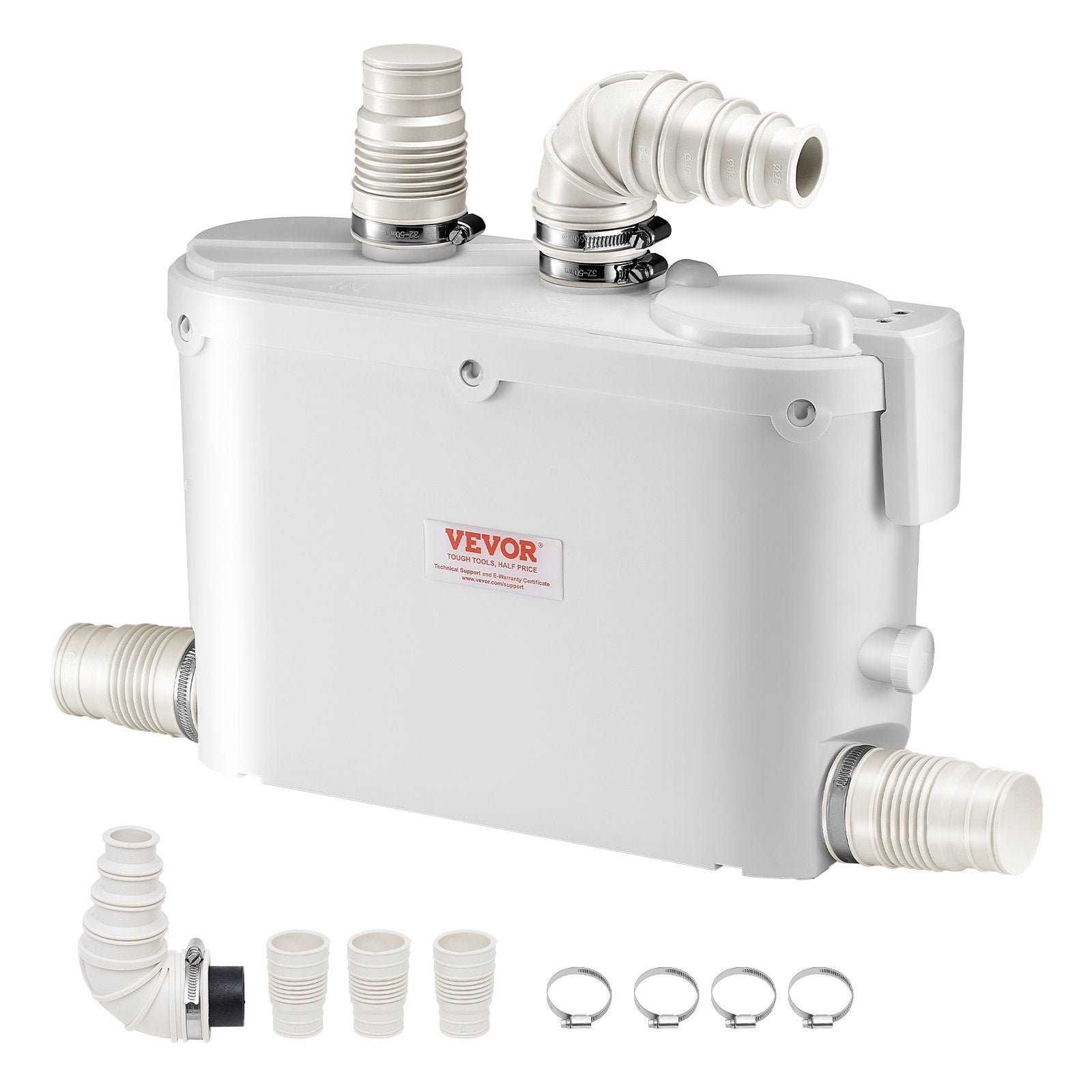 VEVOR Macerator Pump 500W 29 GPM Flow 26 ft Head Lift for Kitchen Basement Sink 