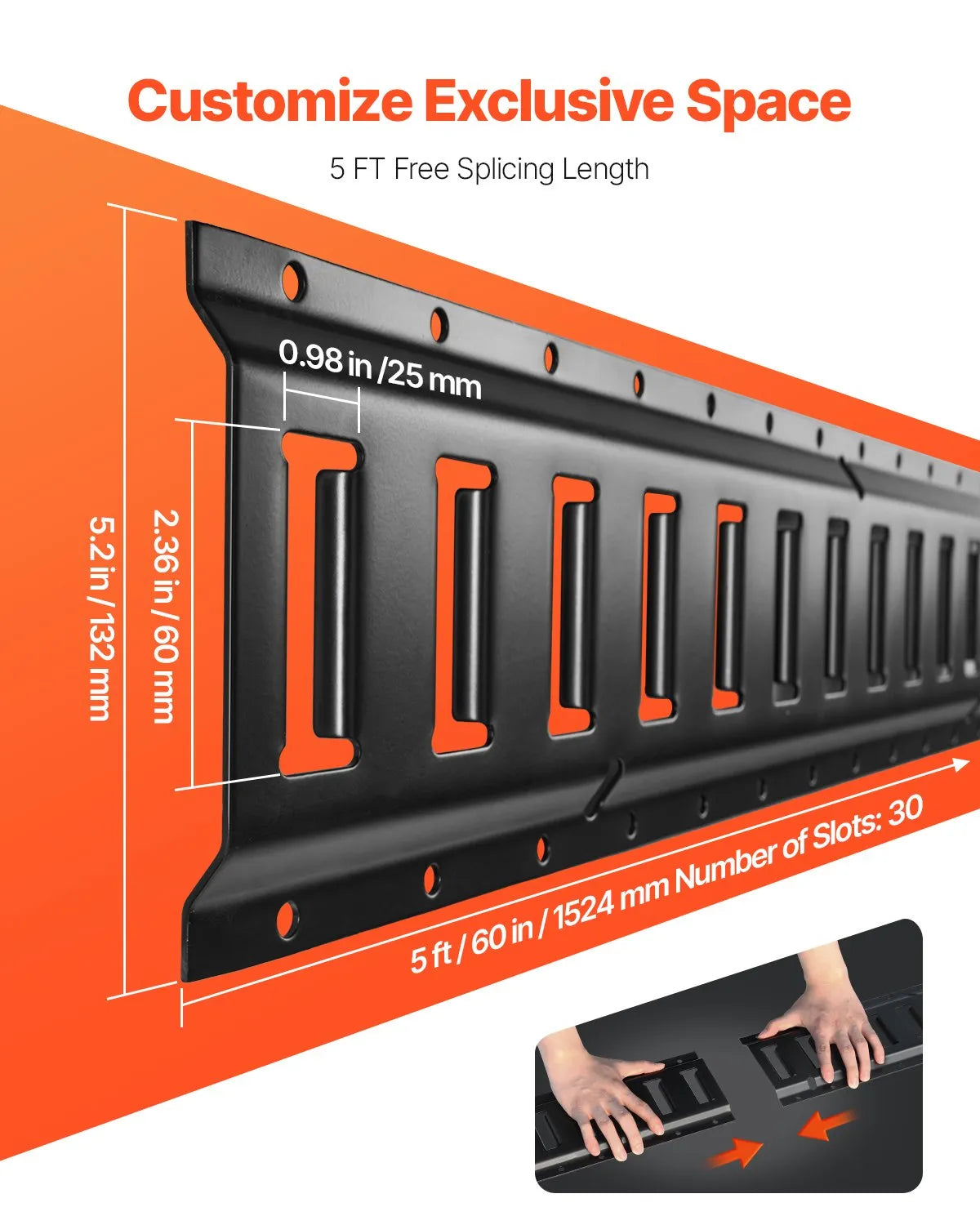 VEVOR E Track Tie Down Rail Kit, 5' Steel Rails, 4 Pack, Secure Cargo & Heavy Loads Up to 2000 lbs, Heavy Duty Etrack Rails with Screws for Garages, Vans, Trailers, Motorcycle Tie Downs, ATV Mountings