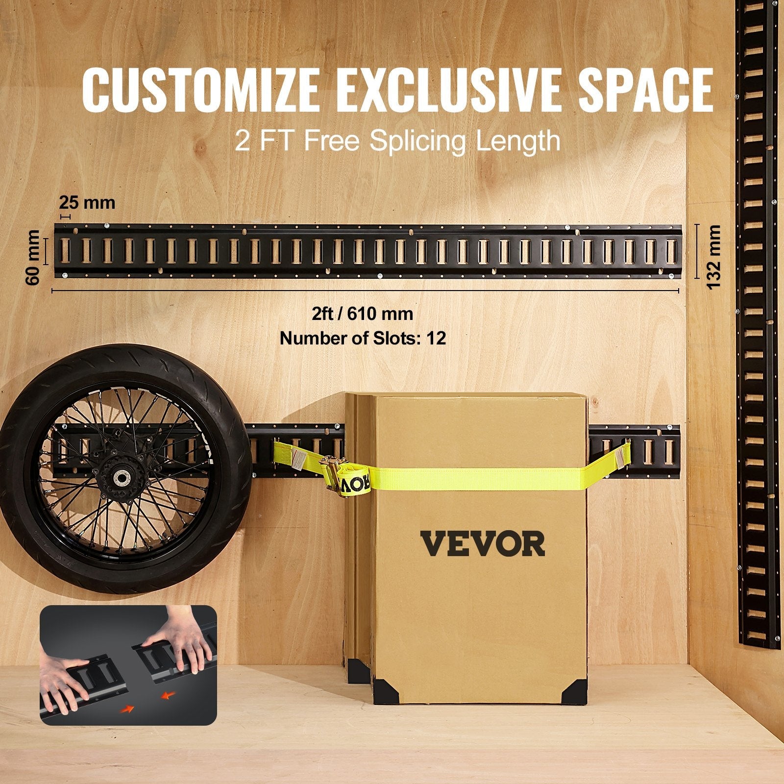 VEVOR E Track Tie Down Rail Kit, 2' Steel Rails, 4 Pack, Secure Cargo & Heavy Loads Up to 2000 lbs, Heavy Duty Etrack Rails with Screws for Garages, Vans, Trailers, Motorcycle Tie Downs, ATV Mountings 