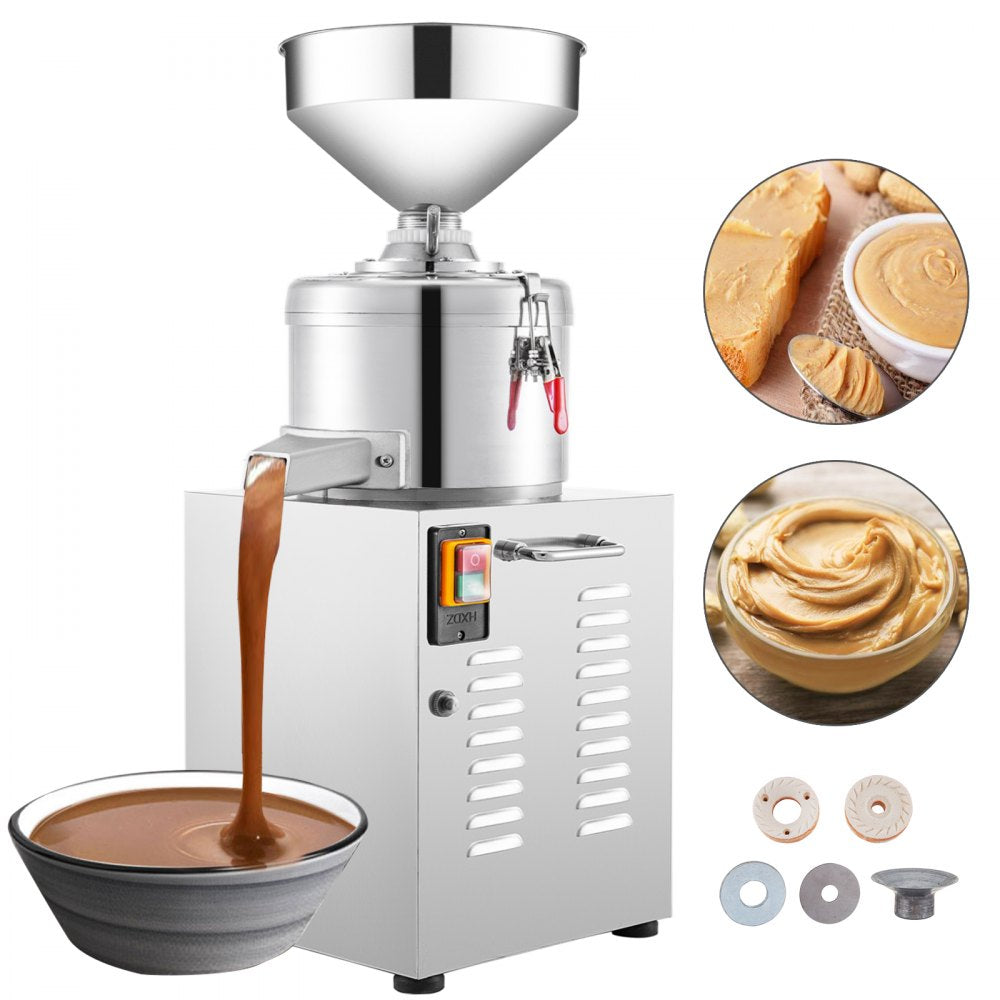 VEVOR Commercial Peanut Butter Maker 15 Kg/h, Electric Peanut Butter Maker 2850 r/min Stainless Steel, Peanut Butter Maker Machine 1100w for Peanut Sesame Walnut Butter 