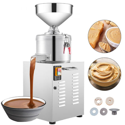 VEVOR Commercial Peanut Butter Maker 15 Kg/h, Electric Peanut Butter Maker 2850 r/min Stainless Steel, Peanut Butter Maker Machine 1100w for Peanut Sesame Walnut Butter 