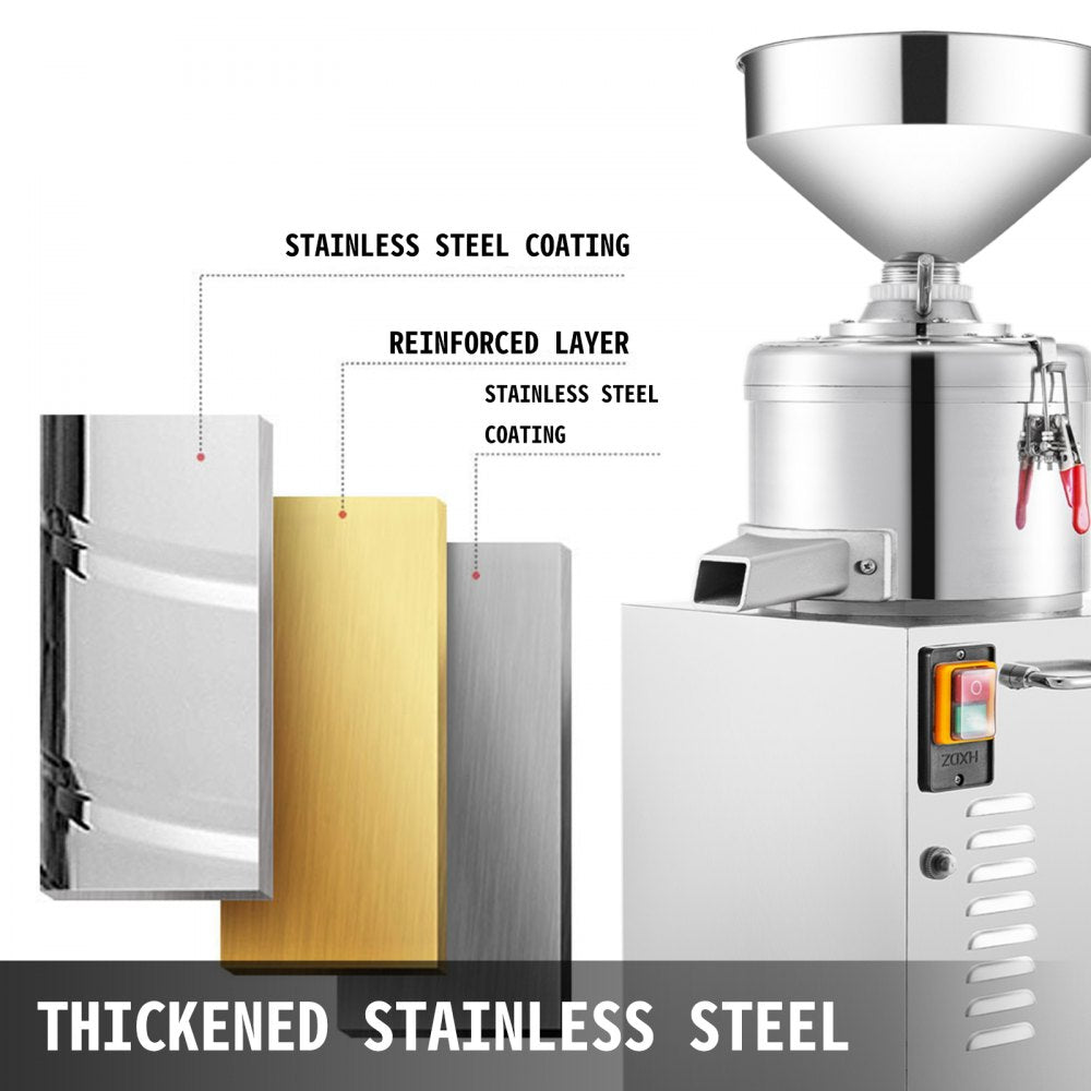 VEVOR Commercial Peanut Butter Maker 15 Kg/h, Electric Peanut Butter Maker 2850 r/min Stainless Steel, Peanut Butter Maker Machine 1100w for Peanut Sesame Walnut Butter 