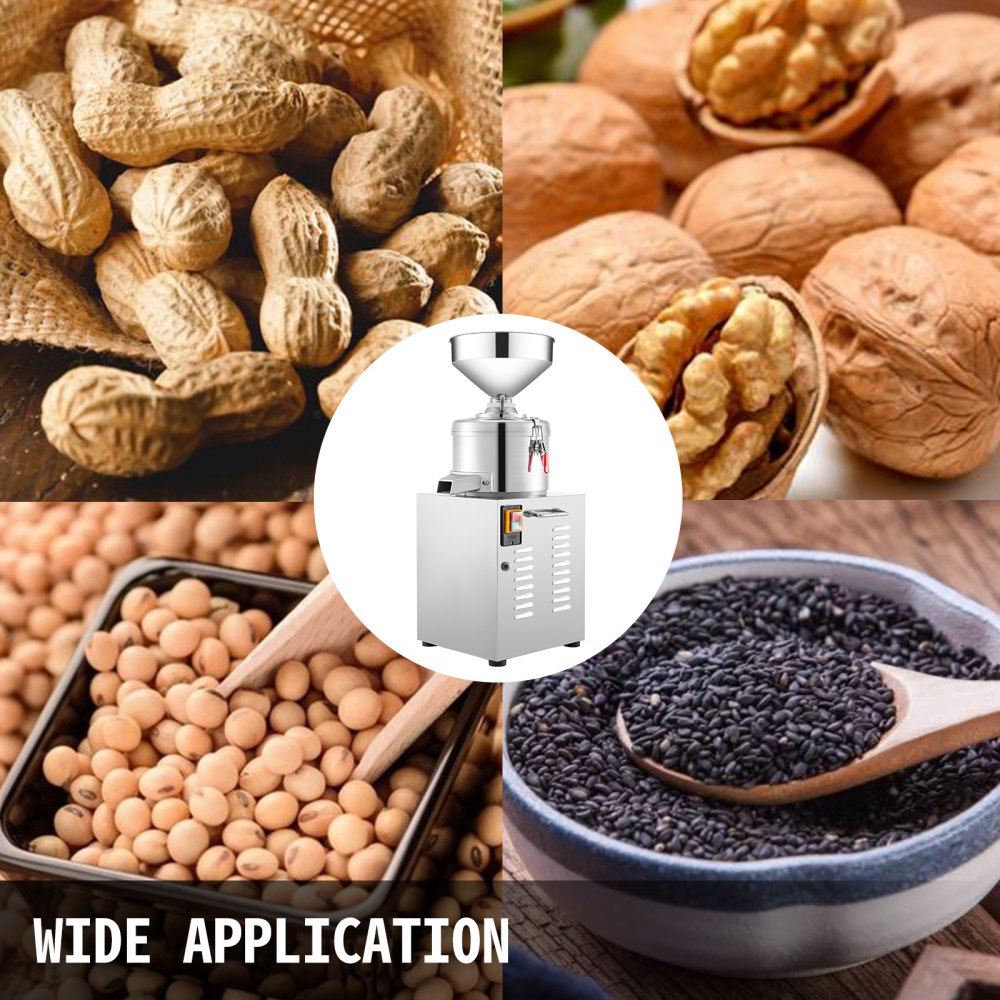 VEVOR Commercial Peanut Butter Maker 15 Kg/h, Electric Peanut Butter Maker 2850 r/min Stainless Steel, Peanut Butter Maker Machine 1100w for Peanut Sesame Walnut Butter 