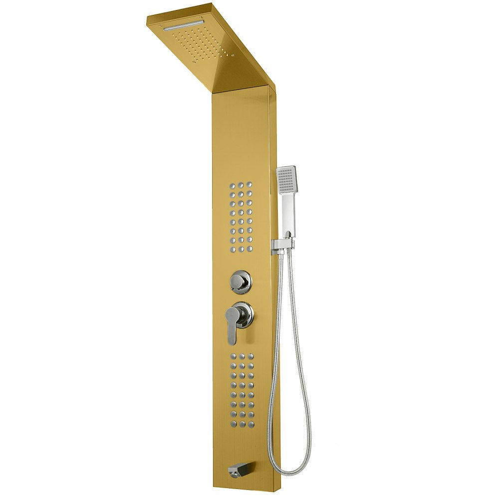 5 in1 Stainless Steel Shower Panel System Water Faucet Sprayer Gold 