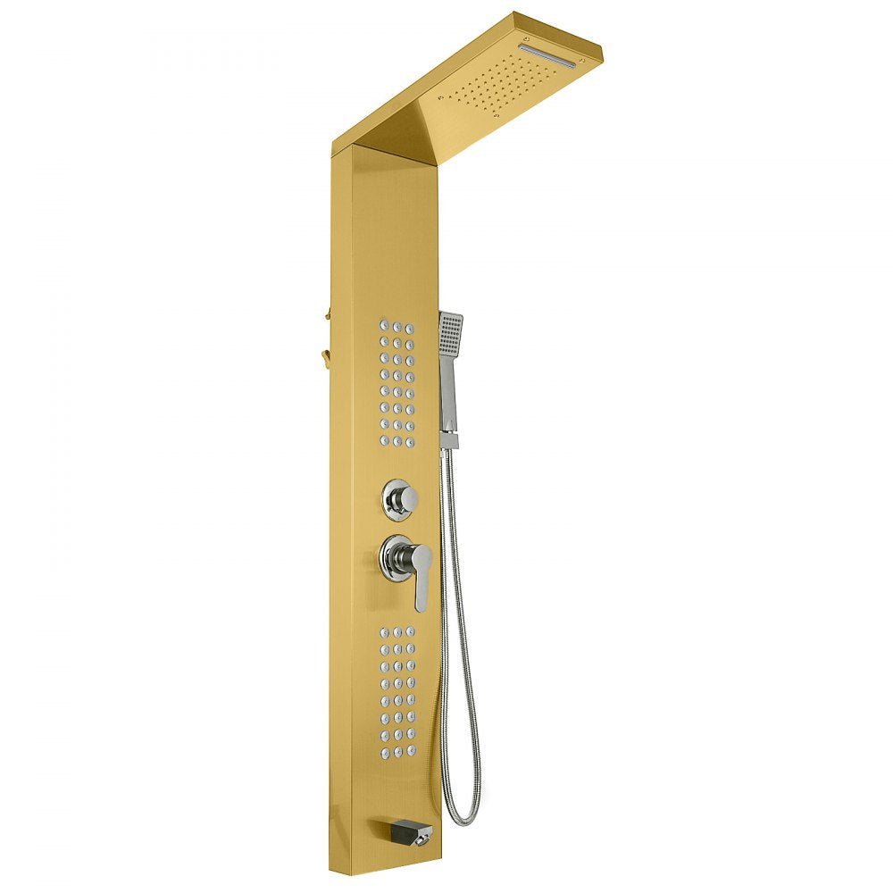 5 in1 Stainless Steel Shower Panel System Water Faucet Sprayer Gold 