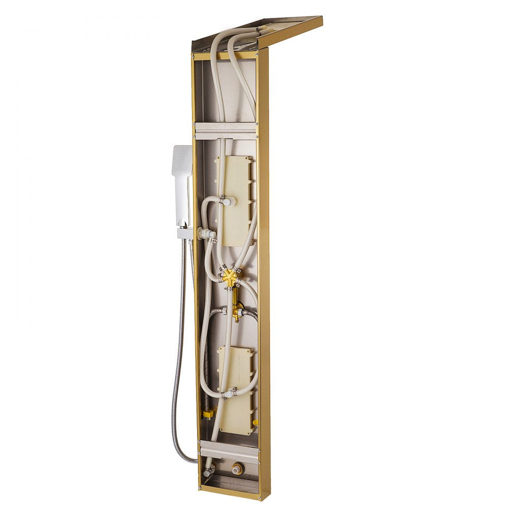 5 in1 Stainless Steel Shower Panel System Water Faucet Sprayer Gold 