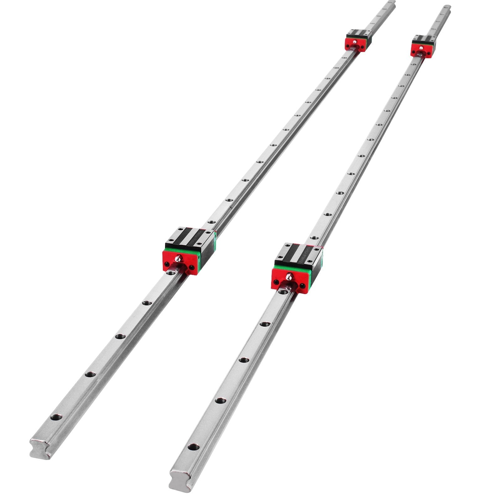 VEVOR 2 x HSR 15-1500 mm Linear Guideway Rail with 4Pcs Pillow Block Carriage Bearing Block for 15 mm Slotted Block Square Block Linear Rail Routers CNC Set 