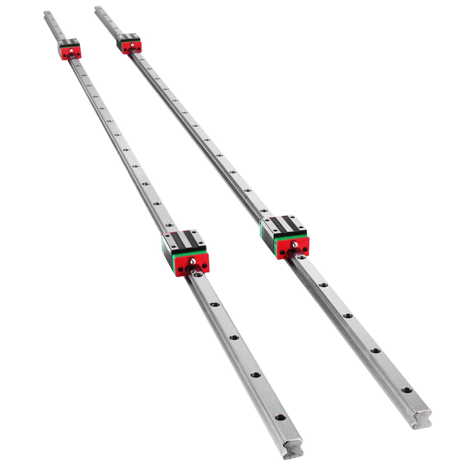 VEVOR 2 x HSR 15-1500 mm Linear Guideway Rail with 4Pcs Pillow Block Carriage Bearing Block for 15 mm Slotted Block Square Block Linear Rail Routers CNC Set 