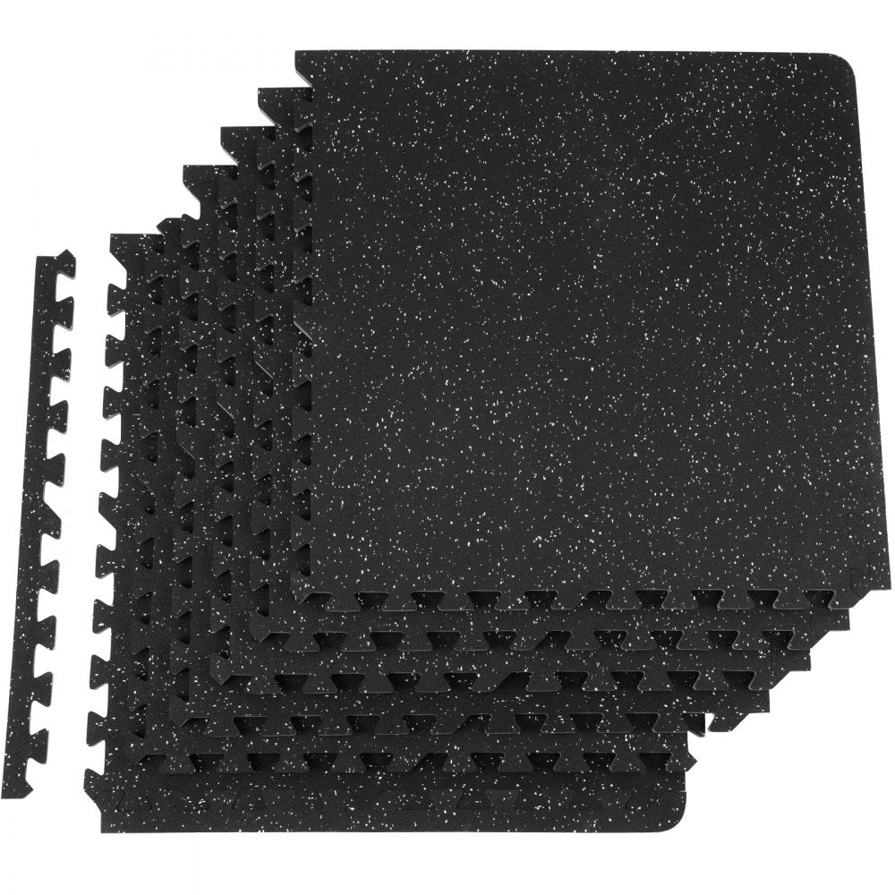 VEVOR 6 PCS 1/2 inch Thick Gym Floor Mats, 24" x 24" EVA Foam & Rubber Top Interlocking Workout Floor Mats with 24 sq.ft Coverage, Waterproof Exercise Puzzle Flooring for Gym, Home, Garage, Basement 