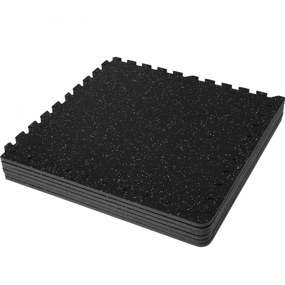VEVOR 6 PCS 1/2 inch Thick Gym Floor Mats, 24" x 24" EVA Foam & Rubber Top Interlocking Workout Floor Mats with 24 sq.ft Coverage, Waterproof Exercise Puzzle Flooring for Gym, Home, Garage, Basement 