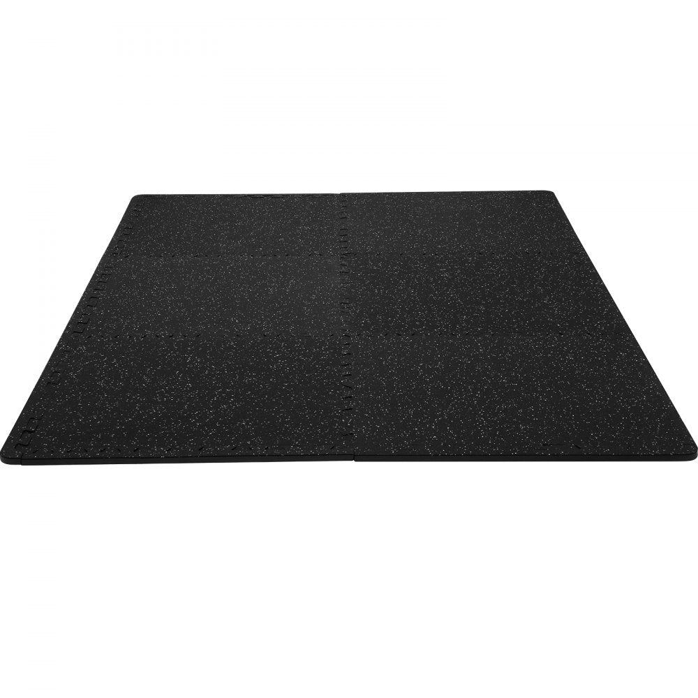 VEVOR 6 PCS 1/2 inch Thick Gym Floor Mats, 24" x 24" EVA Foam & Rubber Top Interlocking Workout Floor Mats with 24 sq.ft Coverage, Waterproof Exercise Puzzle Flooring for Gym, Home, Garage, Basement 