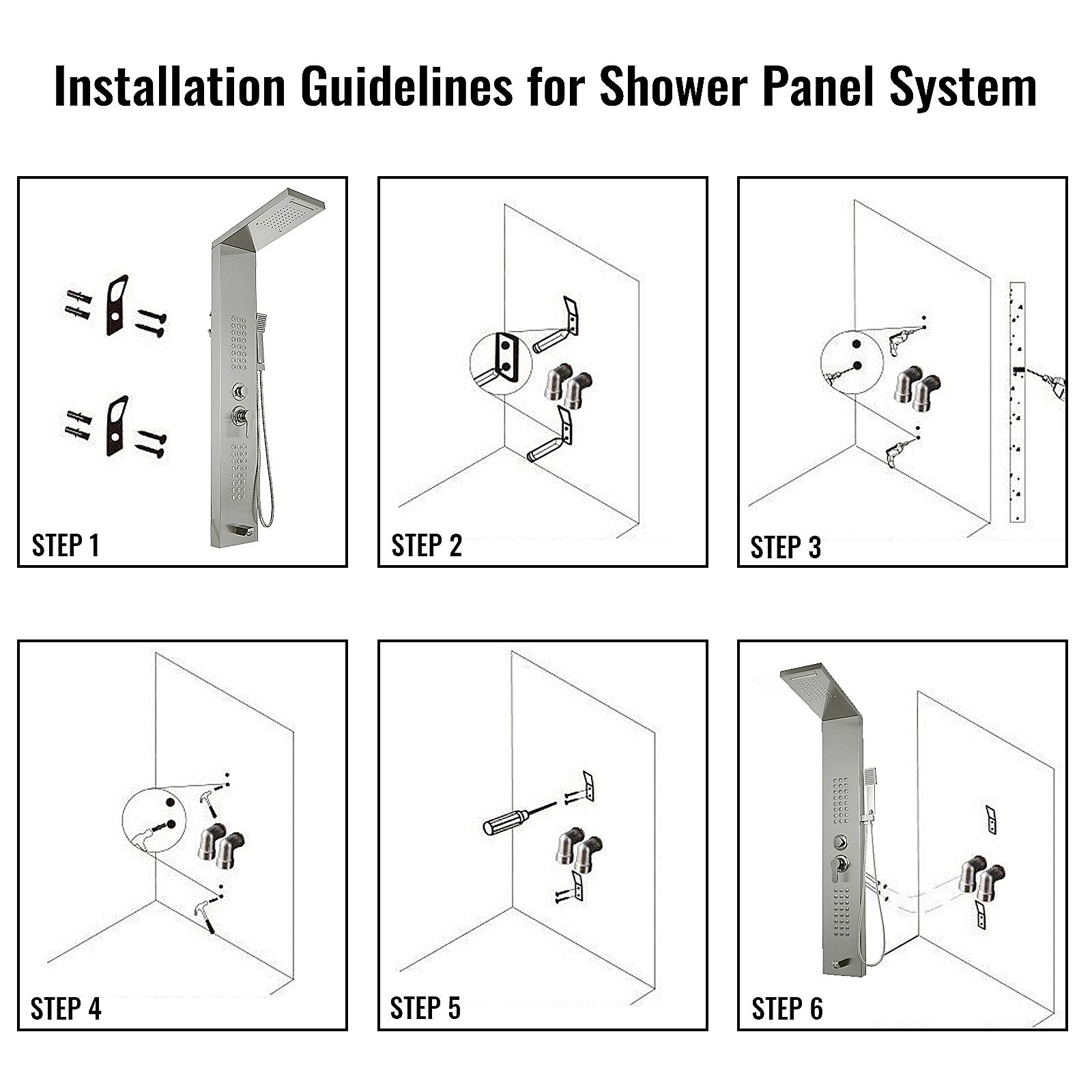 Multi-function Shower Panel Tower System With Spout Rainfall Waterfall Massage 