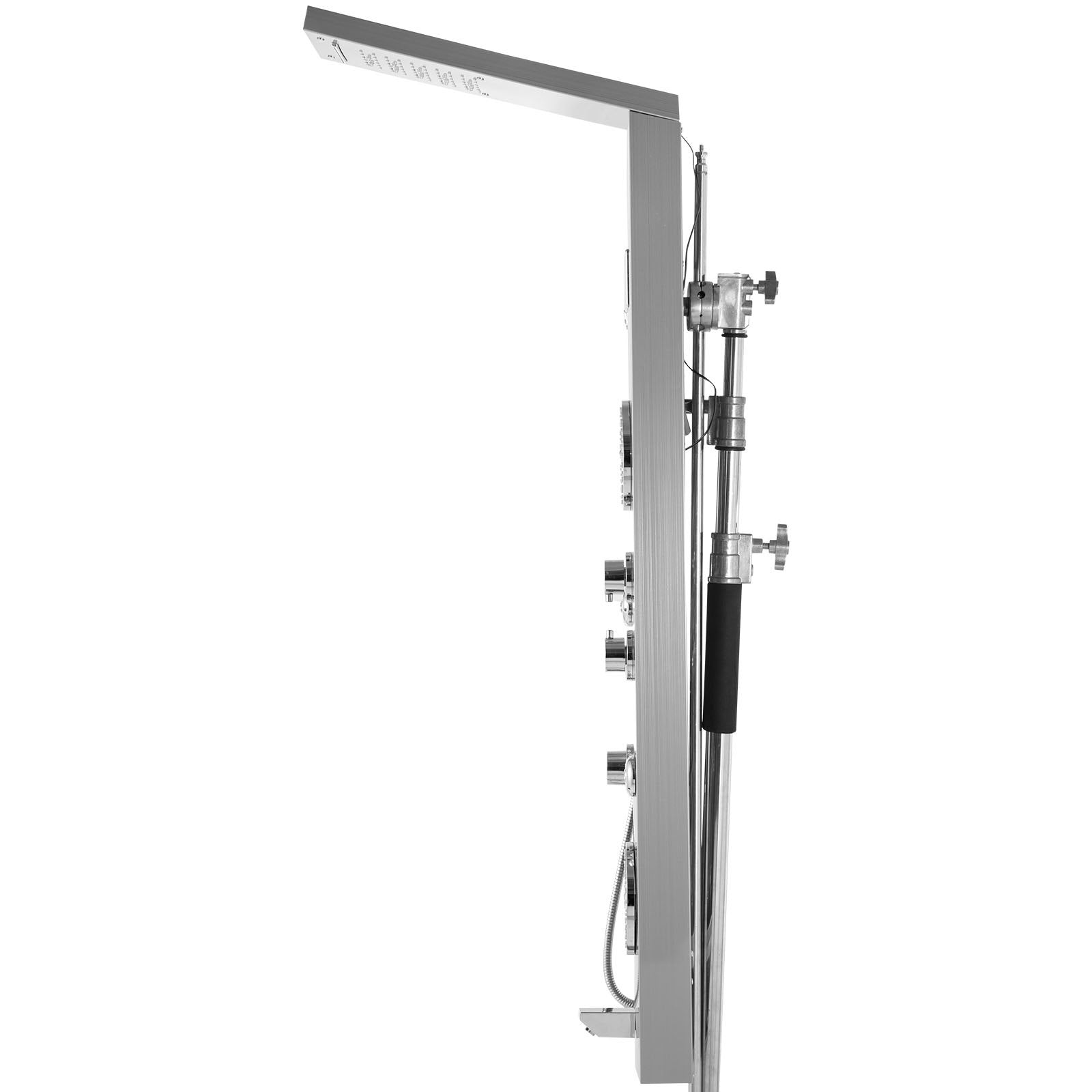 Happybuy 6 in 1 Shower Tower Panel Stainless Steel LED Display Wall Mounted Shower Panel System Panel Rainfall Massage Jets Waterfall Bathroom Shower Tower (Silver Color) 