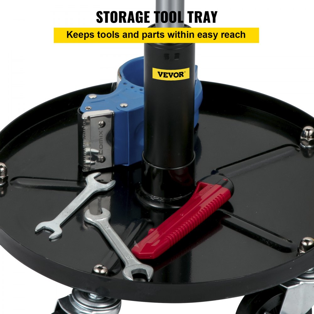 VEVOR Rolling Garage Stool, 300LBS Capacity, Adjustable Height from 15.7 in to 20.5 in, Mechanic Seat with 360-degree Swivel Wheels and Tool Tray, for Workshop, Auto Repair Shop, Black 