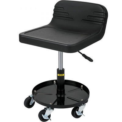 VEVOR Rolling Garage Stool, 300LBS Capacity, Adjustable Height from 15.7 in to 20.5 in, Mechanic Seat with 360-degree Swivel Wheels and Tool Tray, for Workshop, Auto Repair Shop, Black 