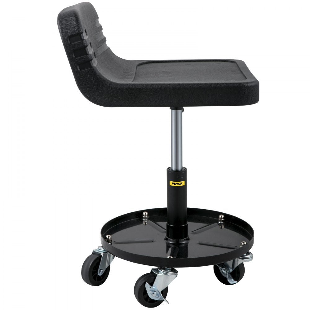 VEVOR Rolling Garage Stool, 300LBS Capacity, Adjustable Height from 15.7 in to 20.5 in, Mechanic Seat with 360-degree Swivel Wheels and Tool Tray, for Workshop, Auto Repair Shop, Black 