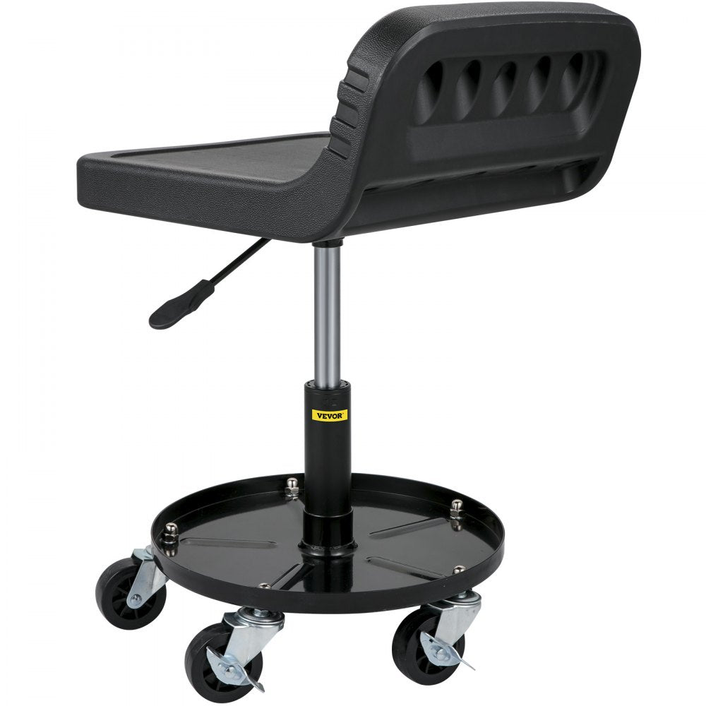 VEVOR Rolling Garage Stool, 300LBS Capacity, Adjustable Height from 15.7 in to 20.5 in, Mechanic Seat with 360-degree Swivel Wheels and Tool Tray, for Workshop, Auto Repair Shop, Black 