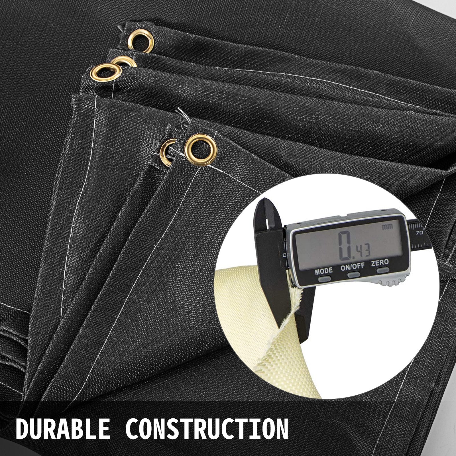VEVOR 10 x 10 Ft Welding Blanket Black Fiberglass Blanket Portable Fiberglass Fire Retardant Blanket Welding Mat Welding Fireproof Thermal Resistant Insulation With Carry Bag 