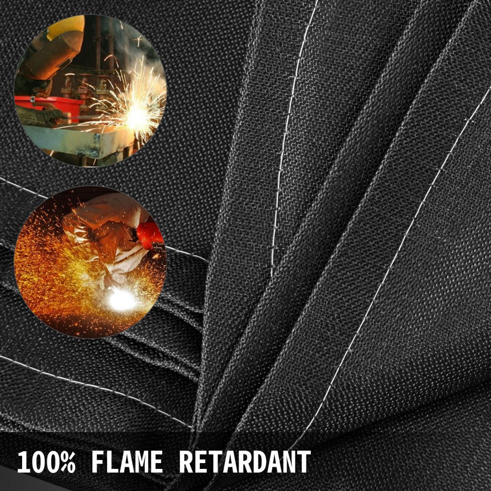 VEVOR 6 x 10 Ft Welding Blanket Black Fiberglass Blanket Portable Fiberglass Fire Retardant Blanket Welding Mat Welding Fireproof Thermal Resistant Insulation With Carry Bag 
