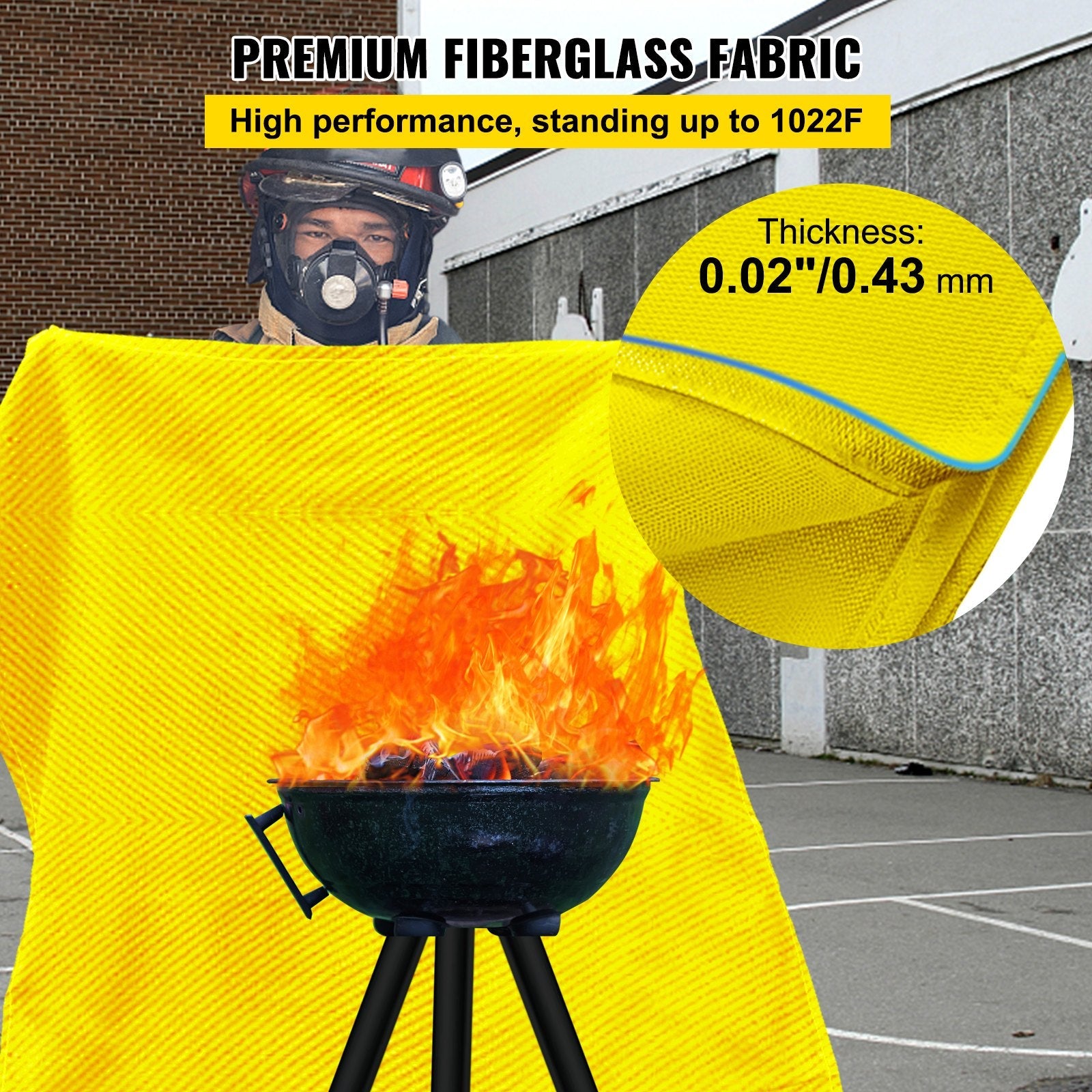 VEVOR 8 x 10 Ft Welding Blanket Gold Fiberglass Blanket Portable Fiberglass Fire Retardant Blanket Welding Mat Welding Fireproof Thermal Resistant Insulation With Carry Bag 