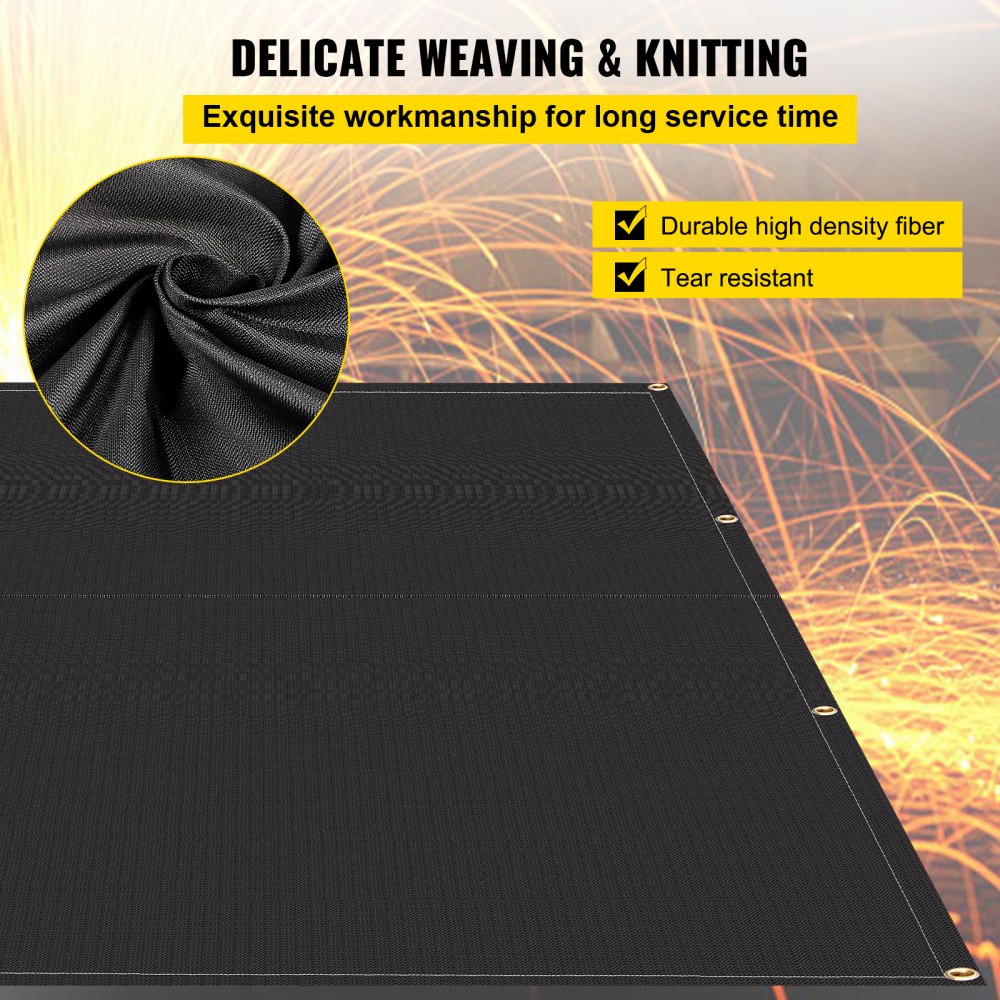 VEVOR Fire Blankets, 2 Pack Welding Blankets, 6' x 10'?Fire Suppression Blanket, 1022?°F Flame Retardant Blanket, Black?Fire Emergency Blankets, Fiberglass Fire Retardant Blanket?with?8?Brass Grommets 