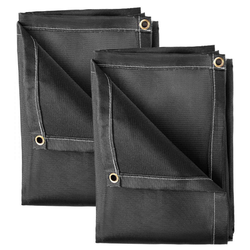 VEVOR Fire Blankets, 2 Pack Welding Blankets, 6' x 10'?Fire Suppression Blanket, 1022?°F Flame Retardant Blanket, Black?Fire Emergency Blankets, Fiberglass Fire Retardant Blanket?with?8?Brass Grommets 