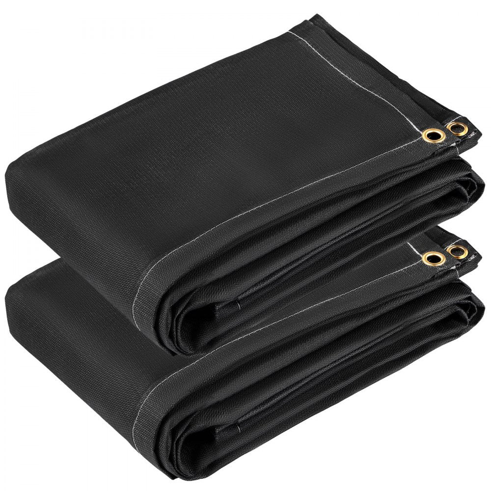VEVOR Fire Blankets, 2 Pack Welding Blankets, 6' x 10'?Fire Suppression Blanket, 1022?°F Flame Retardant Blanket, Black?Fire Emergency Blankets, Fiberglass Fire Retardant Blanket?with?8?Brass Grommets 