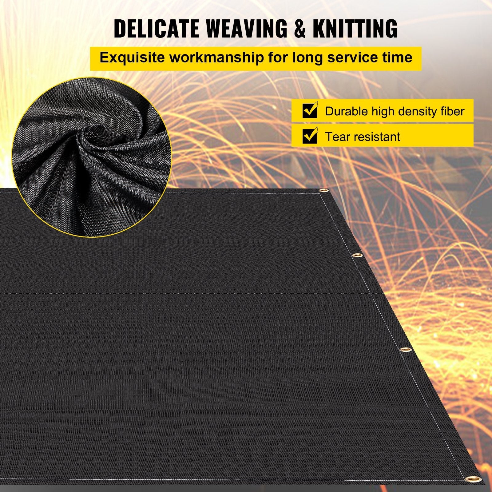 VEVOR Fire Blankets, 2 Pack Welding Blankets, 8' x 10'?Fire Suppression Blanket, 1022°F Flame Retardant Blanket, Black?Fire Emergency Blankets, Fiberglass Fire Retardant Blanket?with?12?Brass Grommets 