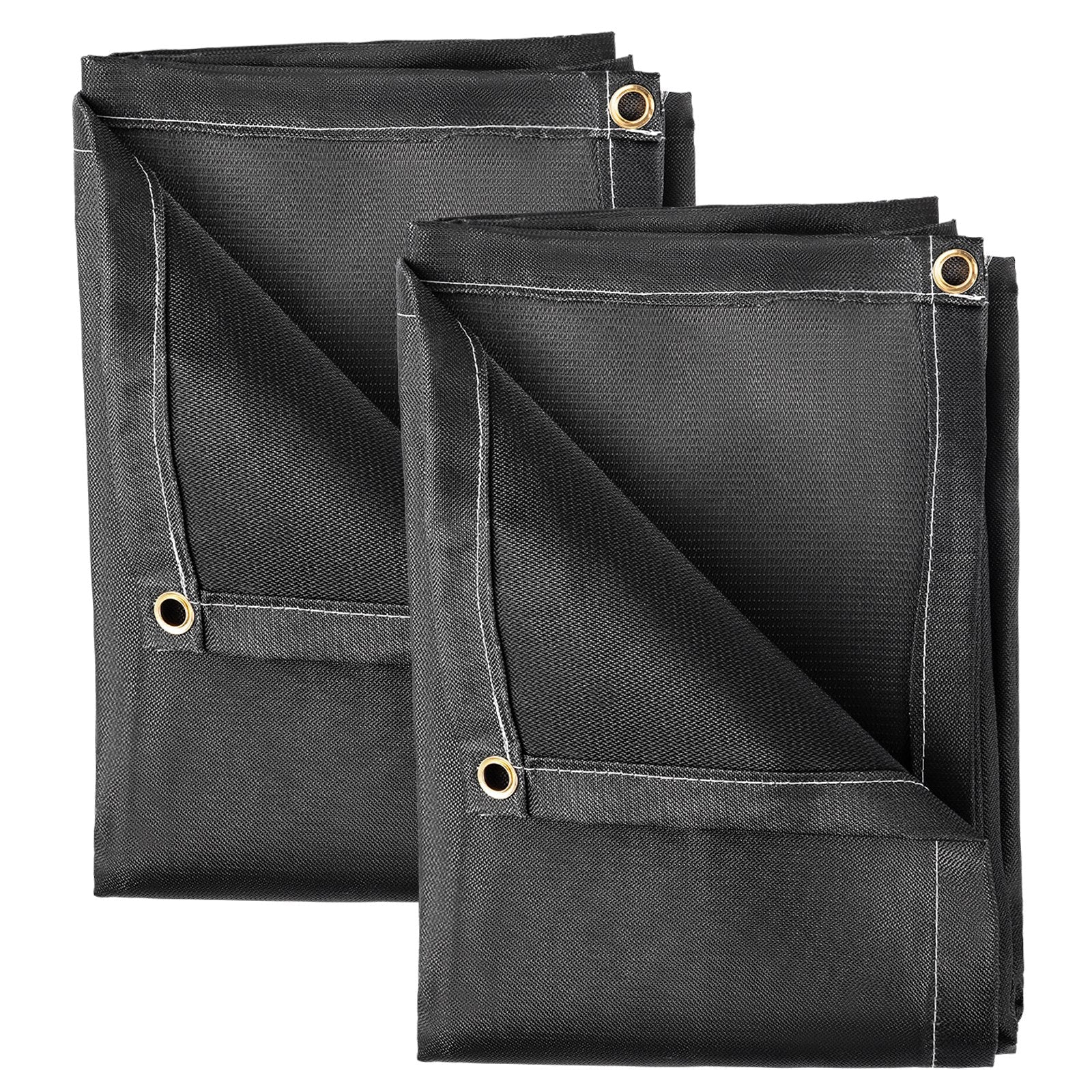 VEVOR Fire Blankets, 2 Pack Welding Blankets, 8' x 10'?Fire Suppression Blanket, 1022°F Flame Retardant Blanket, Black?Fire Emergency Blankets, Fiberglass Fire Retardant Blanket?with?12?Brass Grommets 