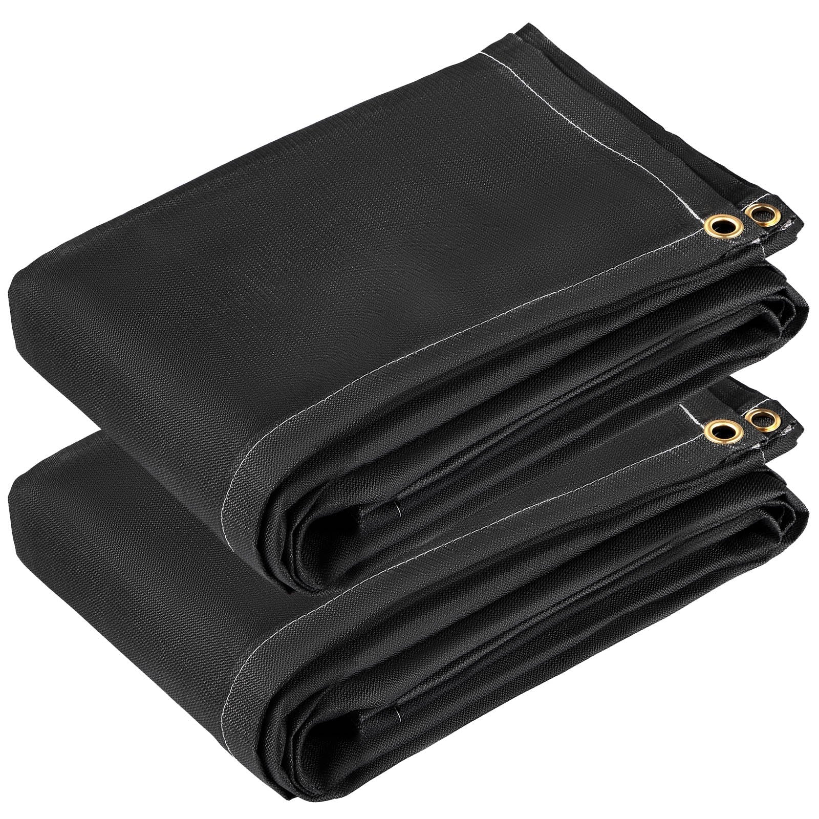 VEVOR Fire Blankets, 2 Pack Welding Blankets, 8' x 10'?Fire Suppression Blanket, 1022°F Flame Retardant Blanket, Black?Fire Emergency Blankets, Fiberglass Fire Retardant Blanket?with?12?Brass Grommets 