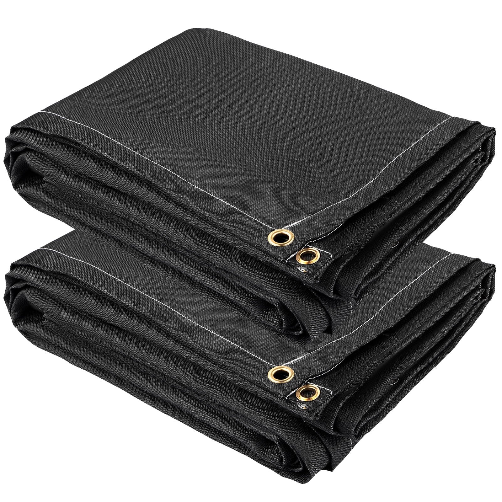 VEVOR Fire Blankets, 2 Pack Welding Blankets, 8' x 10'?Fire Suppression Blanket, 1022°F Flame Retardant Blanket, Black?Fire Emergency Blankets, Fiberglass Fire Retardant Blanket?with?12?Brass Grommets 