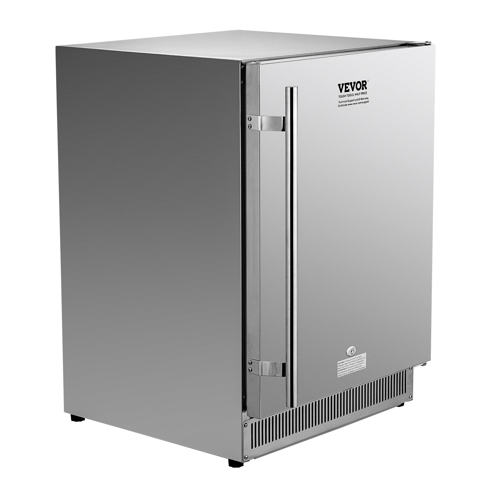 VEVOR 24 inch Indoor/Outdoor Beverage Refrigerator, 185QT Undercounter or Freestanding Beverage Fridge, 175 Cans Built-in Beer Fridge with Stainless Steel Body for Residential Home Bar Commercial Use 