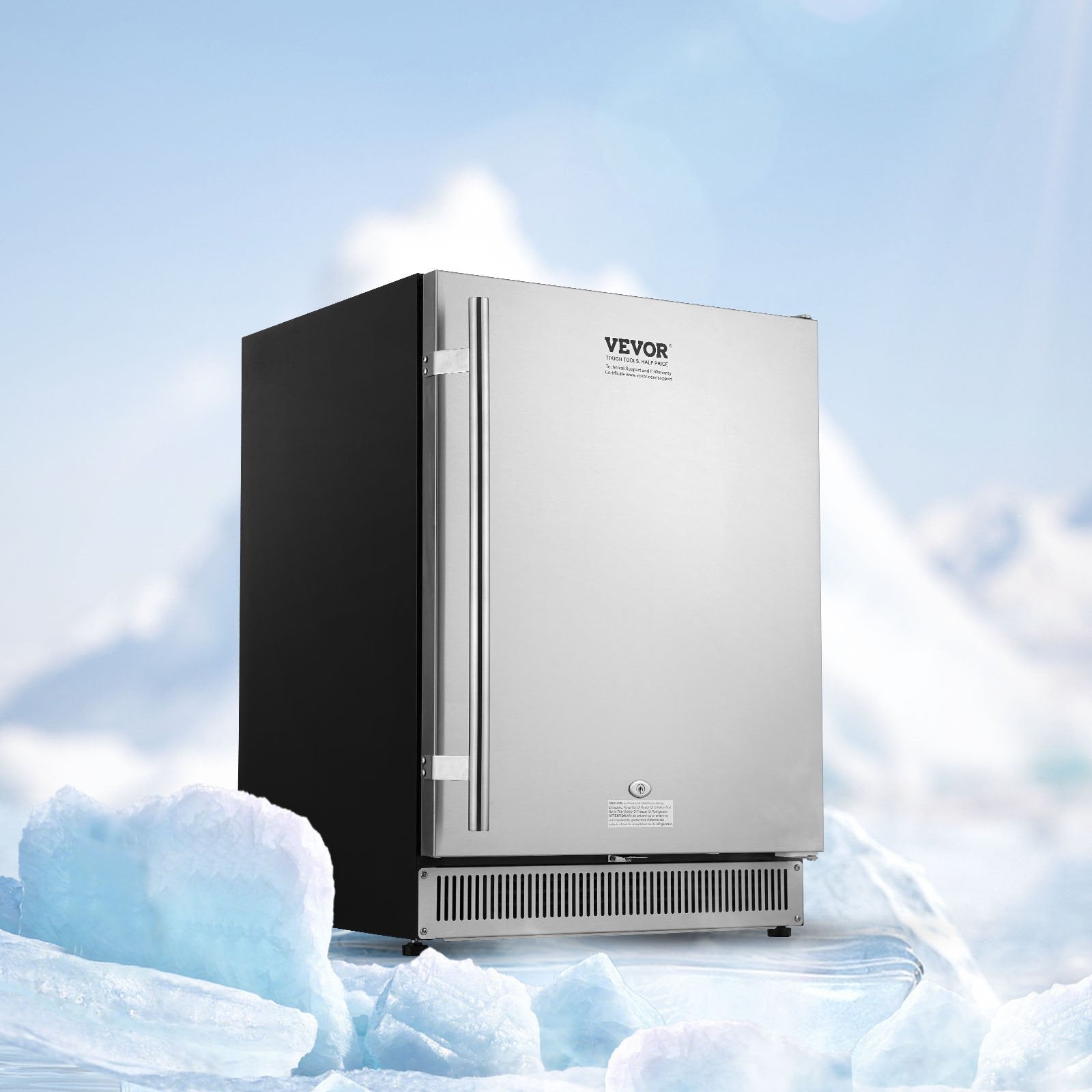 VEVOR 24 inch Indoor/Outdoor Beverage Refrigerator, 185QT Undercounter or Freestanding Beverage Fridge, 175 Cans Built-in Beer Fridge with Metal Plate Body for Residential Home Bar Commercial Use 