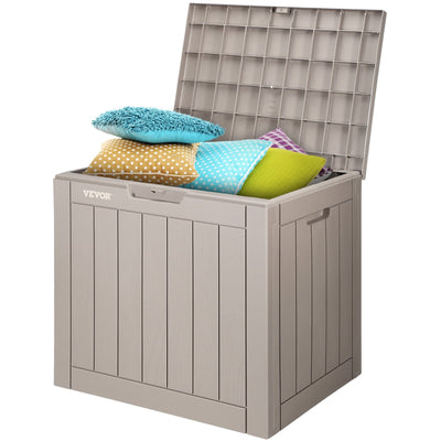 VEVOR Deck Box, 31 Gallon Outdoor Storage Box, 22.1" x 17.1" x 20.9" , Waterproof PP Deckbox with Aluminum Alloy Padlock, for Patio Furniture, Pool Toys, Garden Tools, Outdoor Cushions, Gray 
