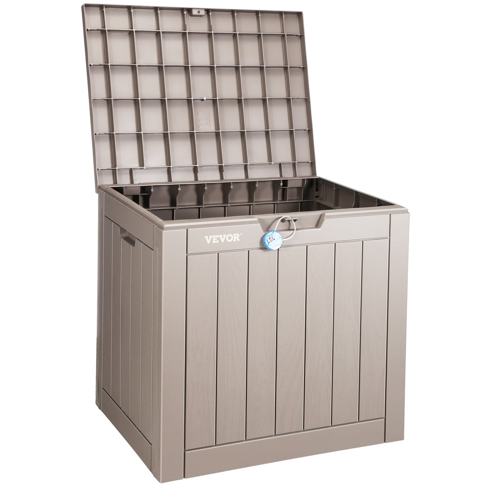 VEVOR Deck Box, 31 Gallon Outdoor Storage Box, 22.1" x 17.1" x 20.9" , Waterproof PP Deckbox with Aluminum Alloy Padlock, for Patio Furniture, Pool Toys, Garden Tools, Outdoor Cushions, Gray 
