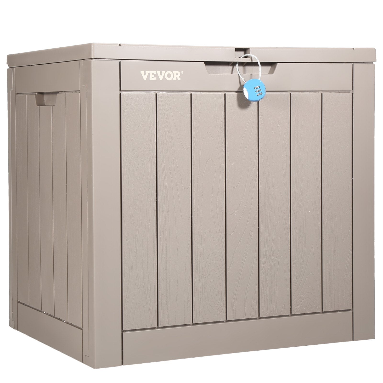 VEVOR Deck Box, 31 Gallon Outdoor Storage Box, 22.1" x 17.1" x 20.9" , Waterproof PP Deckbox with Aluminum Alloy Padlock, for Patio Furniture, Pool Toys, Garden Tools, Outdoor Cushions, Gray 