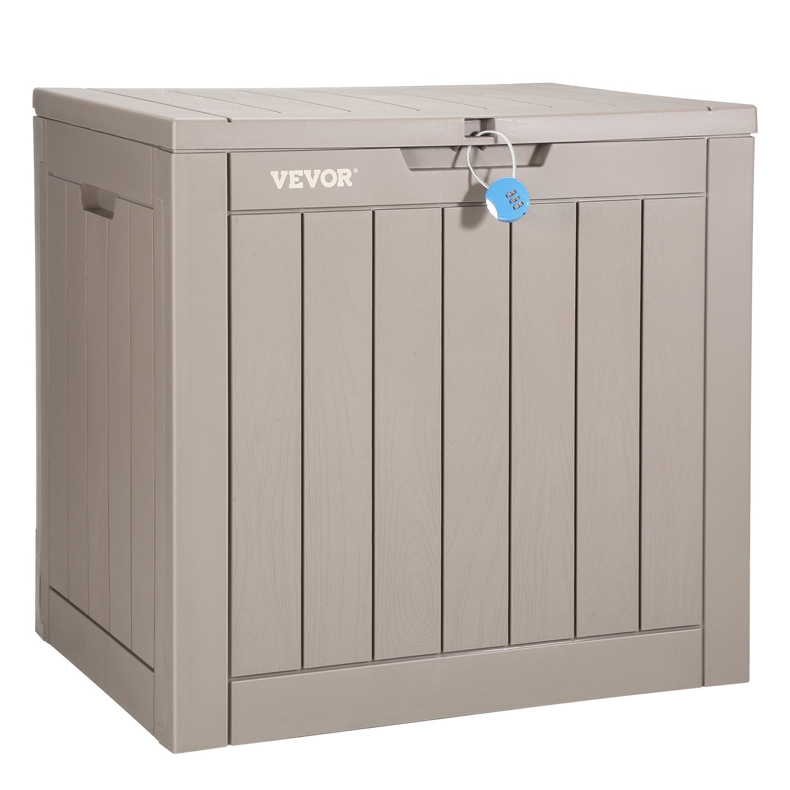 VEVOR Deck Box, 31 Gallon Outdoor Storage Box, 22.1" x 17.1" x 20.9" , Waterproof PP Deckbox with Aluminum Alloy Padlock, for Patio Furniture, Pool Toys, Garden Tools, Outdoor Cushions, Gray 