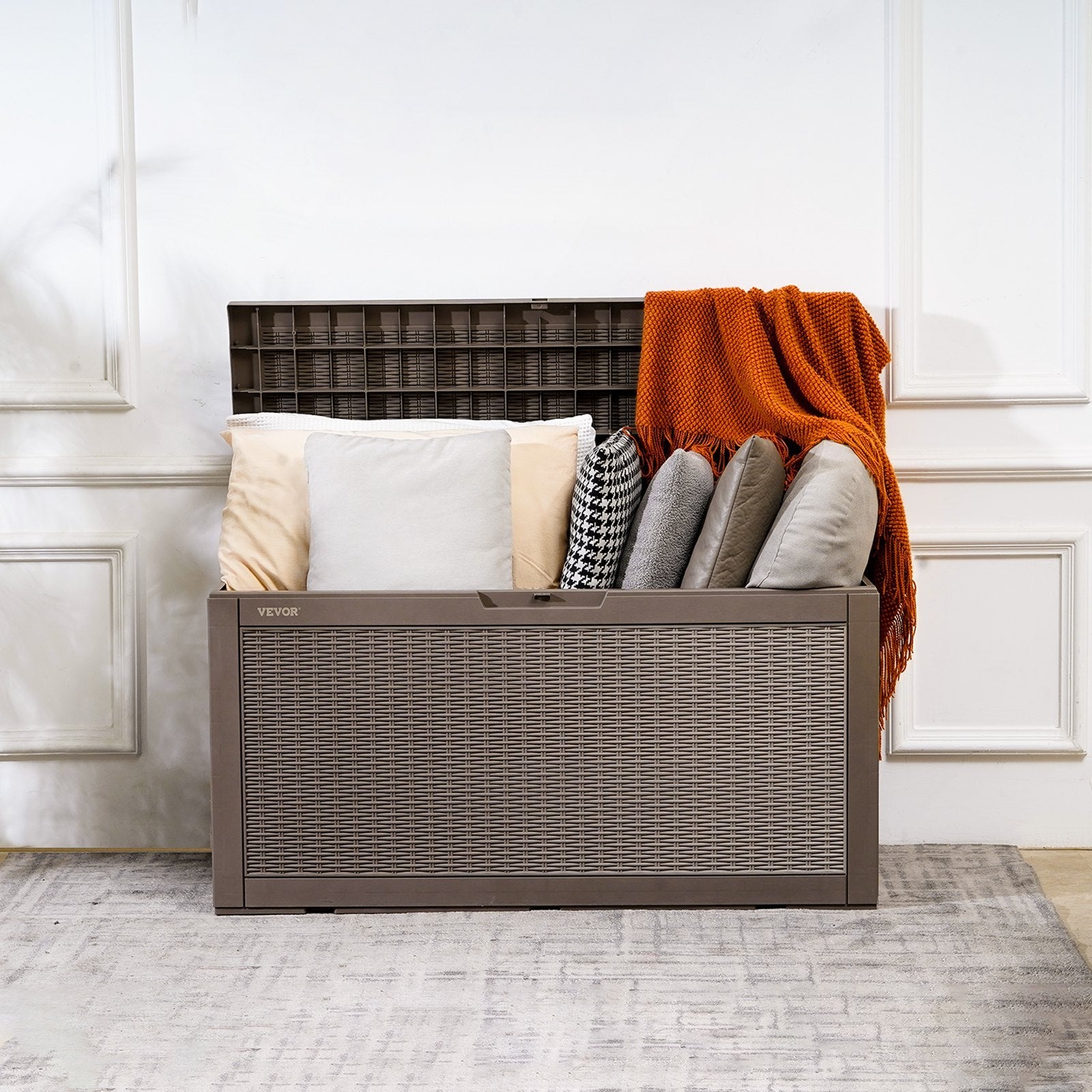 VEVOR Deck Box, 100 Gallon Outdoor Storage Box, 48.0" x 21.5" x 24.5", Waterproof PP Deckbox 