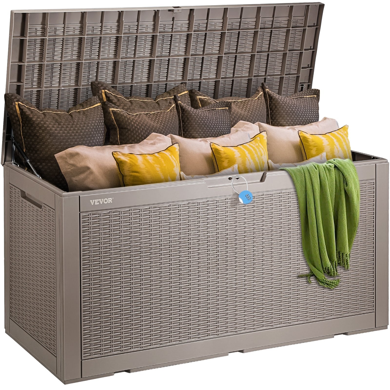 VEVOR Deck Box, 100 Gallon Outdoor Storage Box, 48.0" x 21.5" x 24.5", Waterproof PP Deckbox 