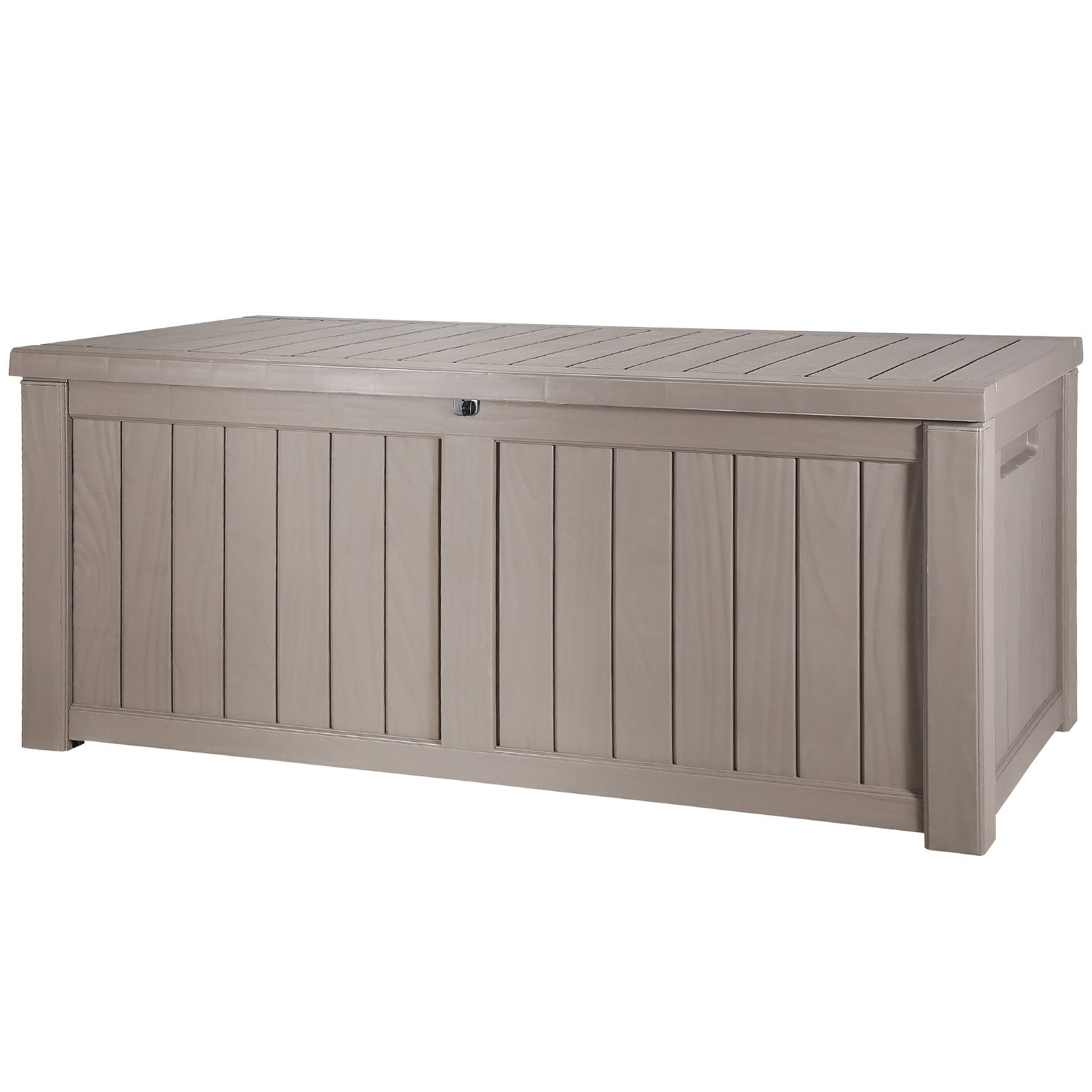 VEVOR Deck Box, 120 Gallon Outdoor Storage Box, 56.3" x 26.6" x 23.8", Waterproof PP Deckbox with Aluminum Alloy Padlock, for Patio Furniture, Pool Toys, Garden Tools, Outdoor Cushions, Gray 