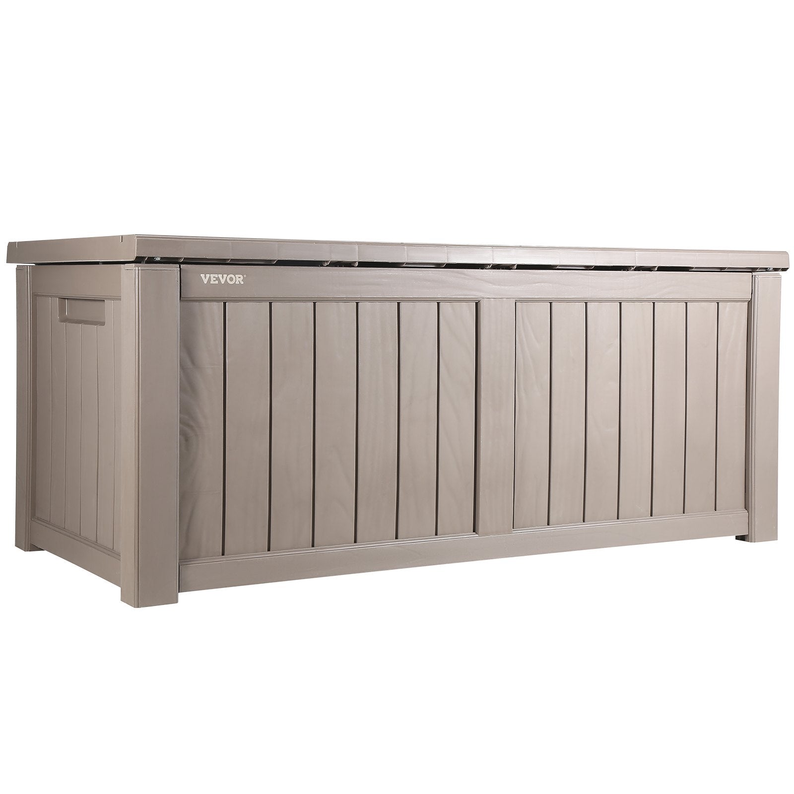 VEVOR Deck Box, 120 Gallon Outdoor Storage Box, 56.3" x 26.6" x 23.8", Waterproof PP Deckbox with Aluminum Alloy Padlock, for Patio Furniture, Pool Toys, Garden Tools, Outdoor Cushions, Gray 