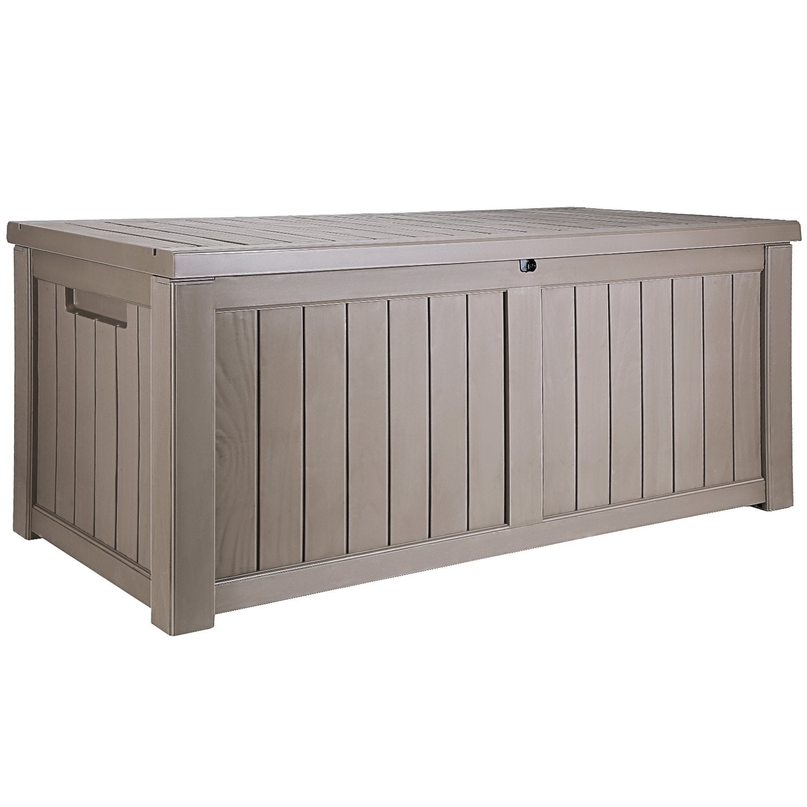 VEVOR Deck Box, 120 Gallon Outdoor Storage Box, 56.3" x 26.6" x 23.8", Waterproof PP Deckbox with Aluminum Alloy Padlock, for Patio Furniture, Pool Toys, Garden Tools, Outdoor Cushions, Gray 