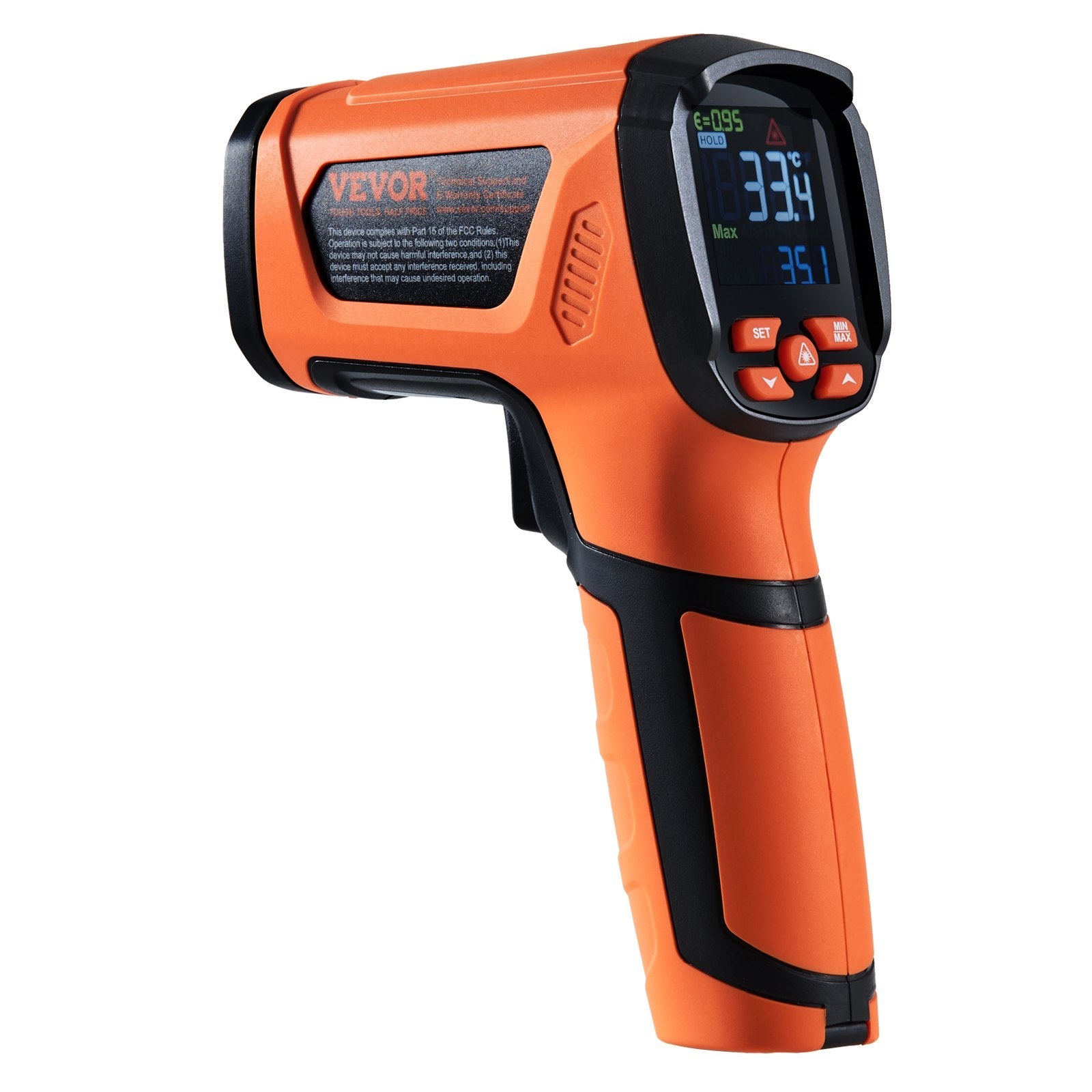 VEVOR Infrared Thermometer, -40~2732°F Dual Laser Temperature Gun Non-Contact, Handheld IR Heat Temperature Gun with Adjustable Emissivity for Metal Smelting/Cooking/Pizza Oven/Engine(Not for Human) 