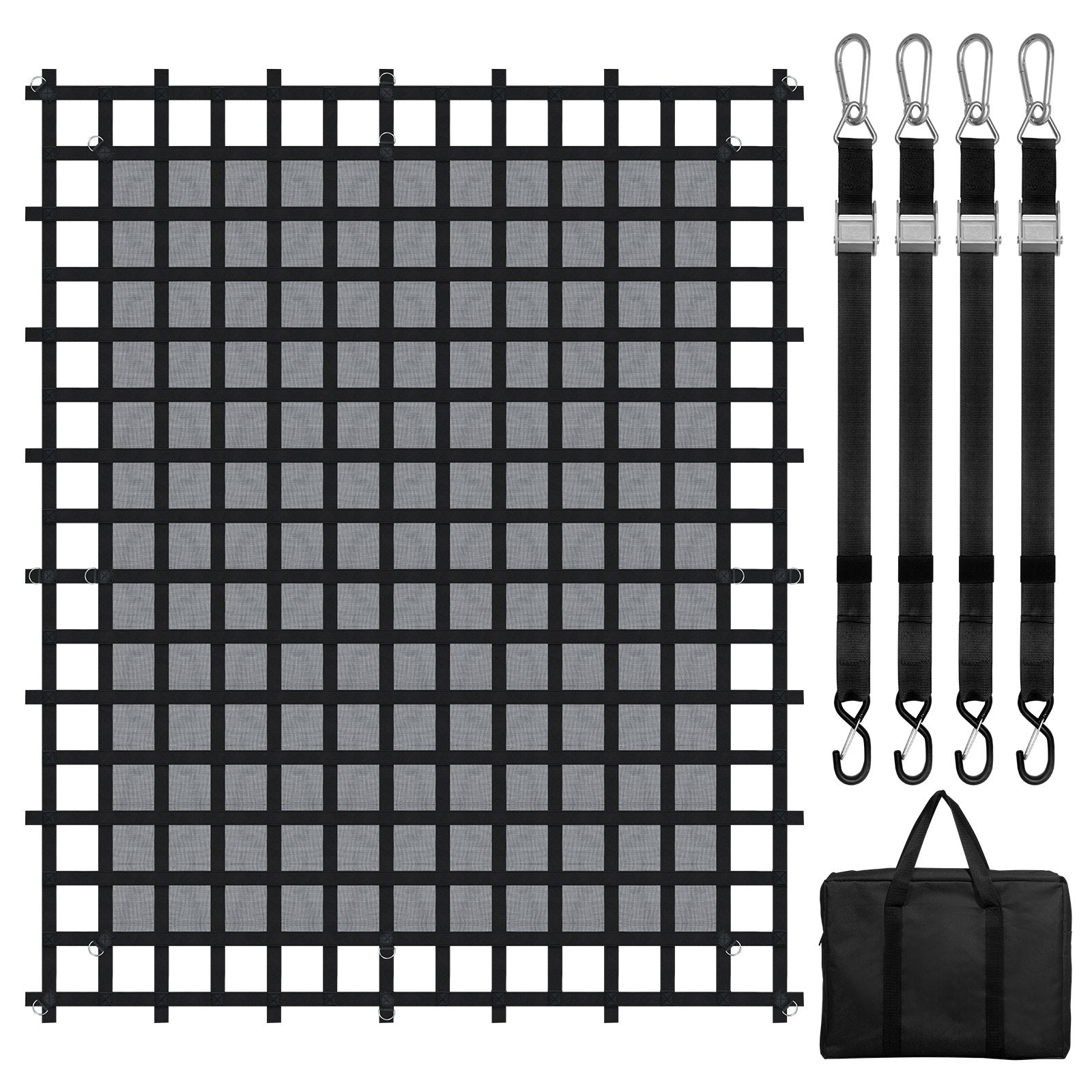 VEVOR Cargo Net Heavy Duty Cargo Net 120" x 105" Adjustable Buckles & S-Hooks 